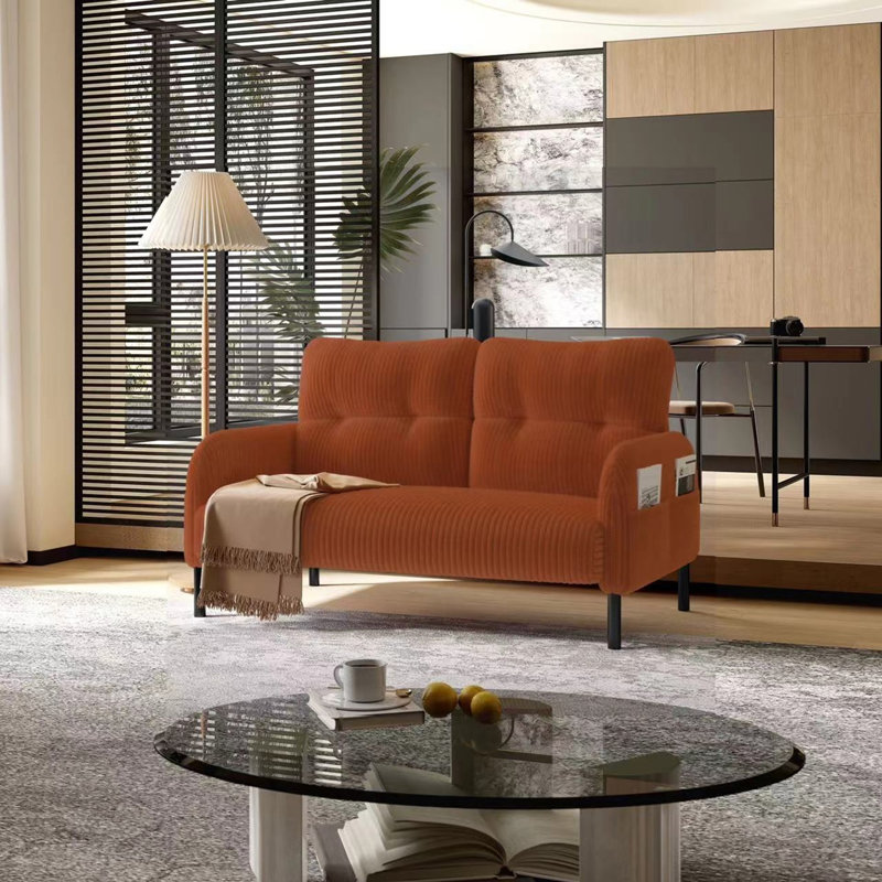 comfortable monochrome double sofa, suitable for living rooms and bedrooms, Orange
