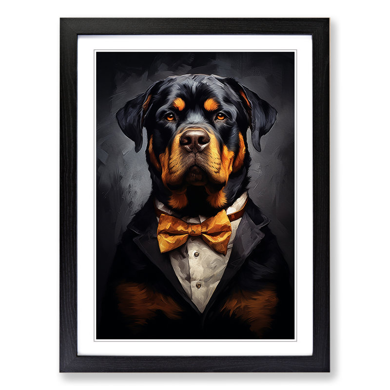 Rottweiler Informel - Framed Print, 46cm H x 34cm W x 2cm D, Black 