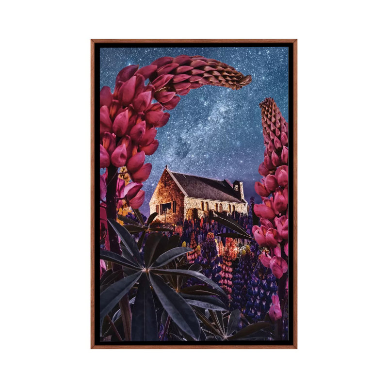 «Night Lupins at Lake Tekapo I» par Hobopeeba - reproduction d'art, Pas de tapis, H 26 po x l 18 po x 1,5 po