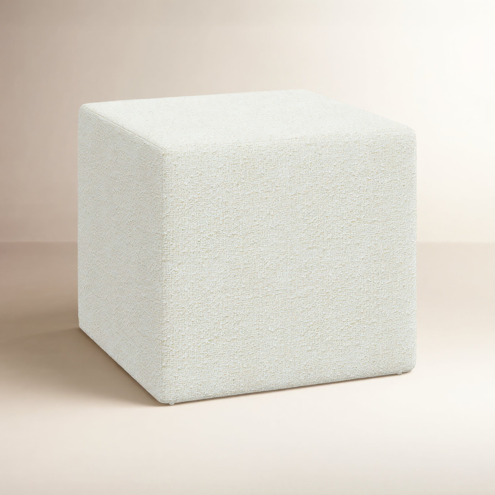 Era Upholstered Ottoman, Classic Snow Boucle