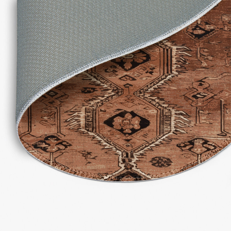 Tapis turc intérieur et extérieur brun, Rond 5 pi