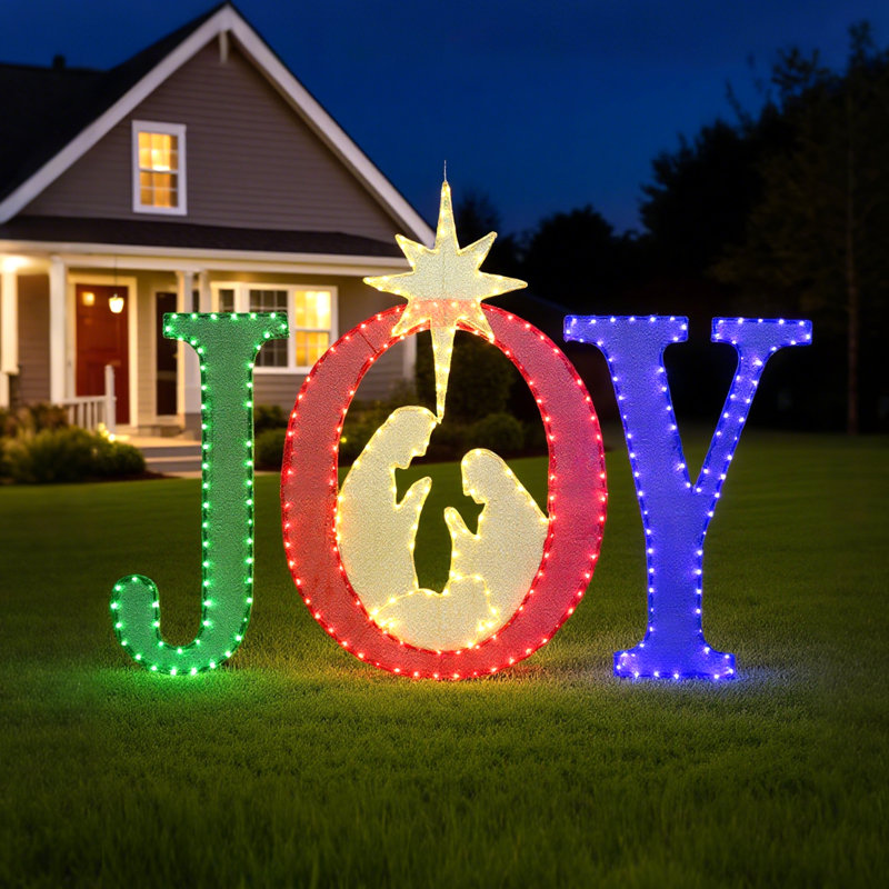 Grande crèche de Noël 49 pouces, Bleu/rouge/vert