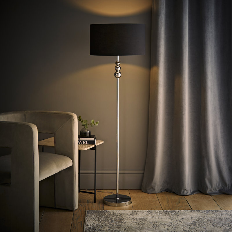 Randalia 145cm Traditional Floor Lamp, Chrome , Black