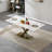 70inch Marble Dining Table, Luxurious 70" Kitchen Table with Printed Marble Tabletop and X-Shape Carbon Steel Pedestal, Modern Kitchen Dining Room Table for 8-131338020-131338022