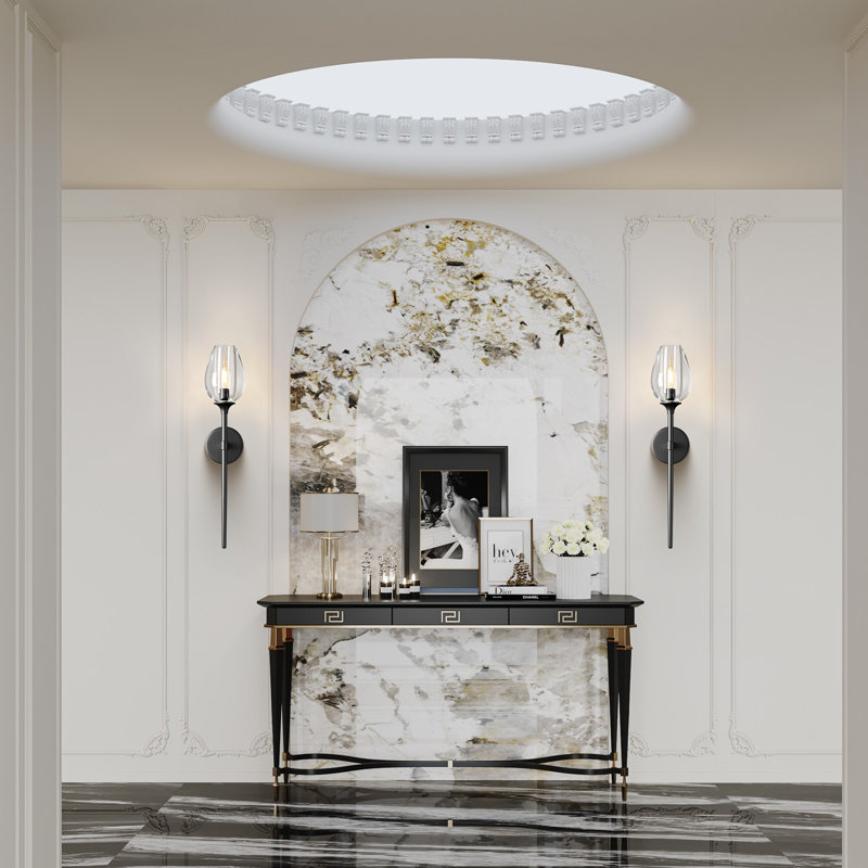Applique murale en cristal, luminaire de salle de bain sur miroir , Noir mat