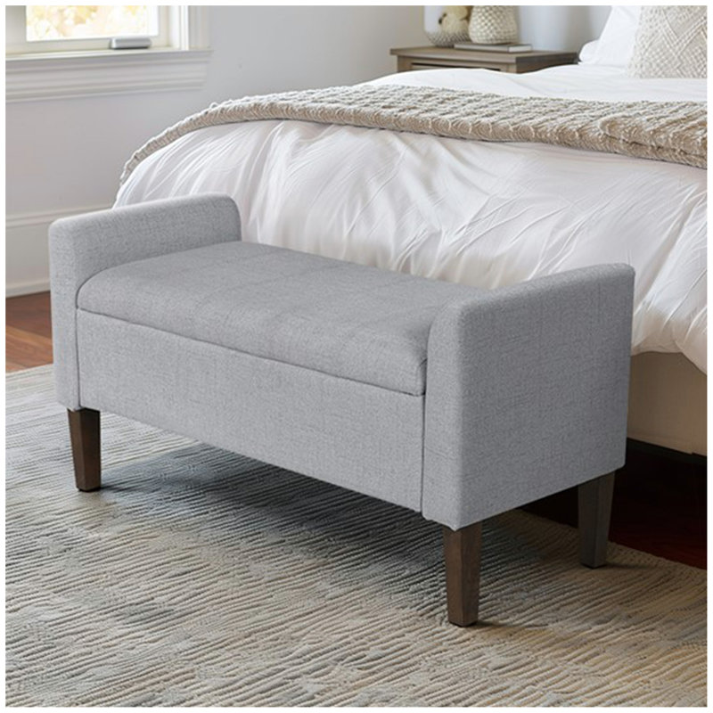 Flip-top Upholstered Storage Bench Light Grey 2 See below
