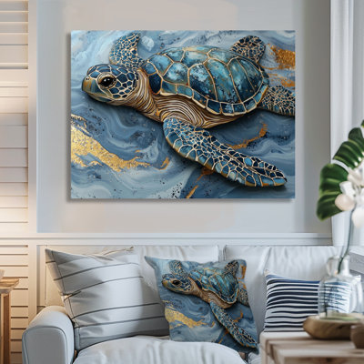 Marbre The Turtle S Voyage II - Tortue, art mural en métal pour le salon