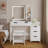 Mohibullah 31.5"W Vanity Desk with 25.5"L Lighted Mirror, 5 Drawers & 3 Shelves, adjustable size.
