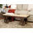 Crothers Wooden Vintage Industrial Inspired Brown Bench with Wheels and Linen Upholstered Seat