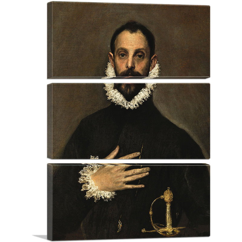 Le noble avec sa main sur sa commode 1580 par El Greco - Ensemble de 3 reproductions d'art sur toiles tendues