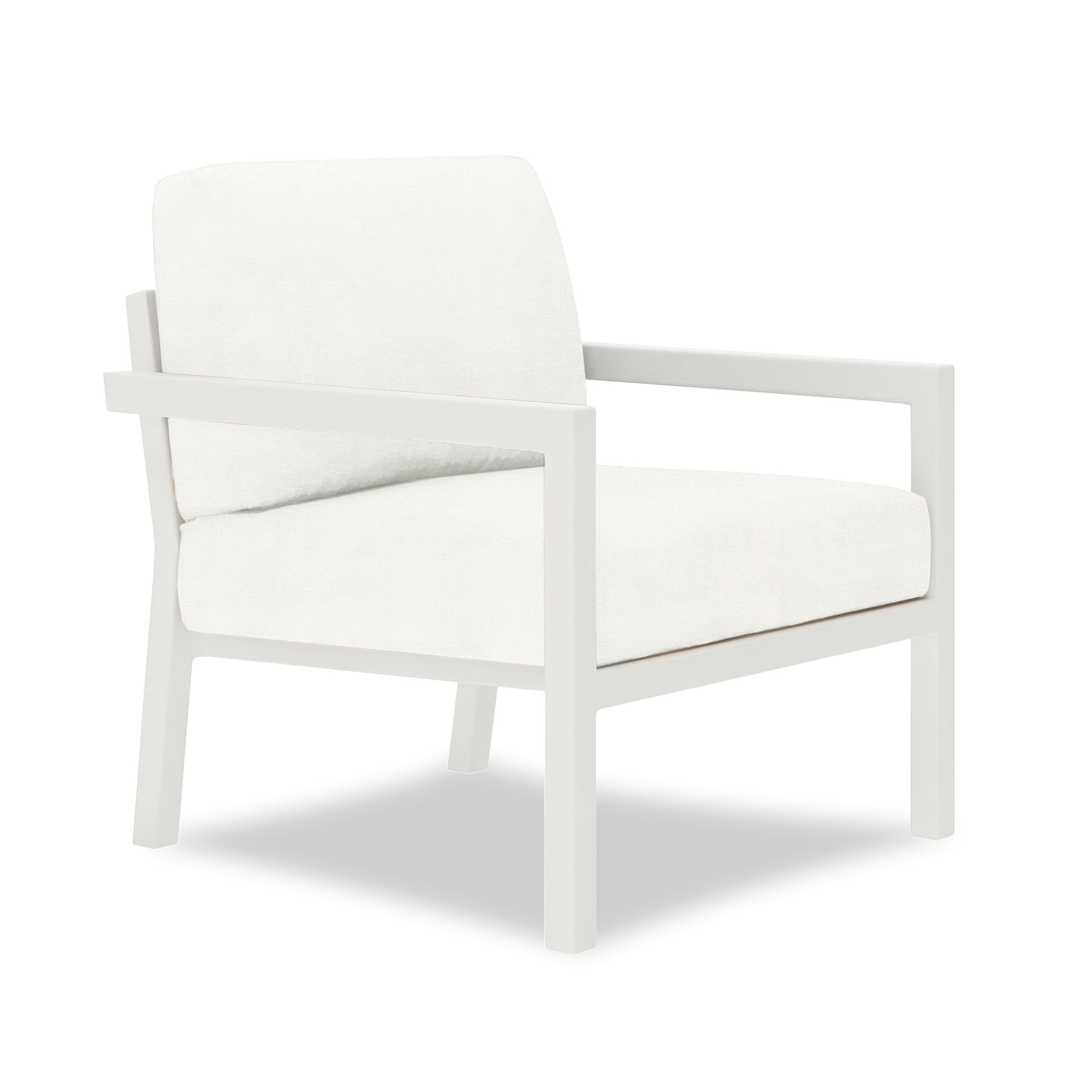 Vivant Patio Chair with Sunbrella Cushions, White, Canvas Natural Sunbrella® Canvas