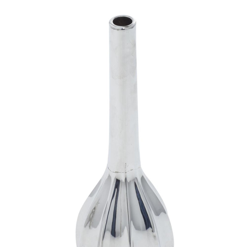 Ceramic Slim Textured Bottleneck Decorative Vase with Varying Patterns Set, Silver