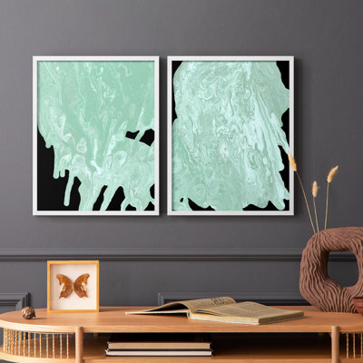 Teal Cascade I-Premium Framed Print -Ready to Hang - No Nails Required - No Nails Required -  Wexford Home, GDF102B-S12745-S2