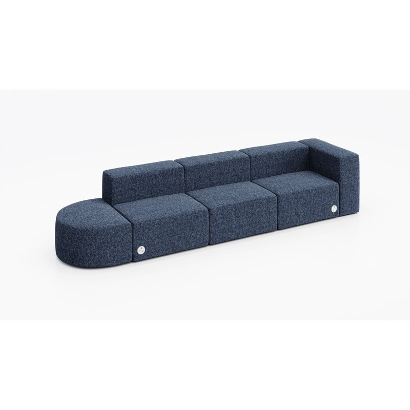 Canapé pour 4 personnes avec tissu, avec prise de courant, Geai bleu