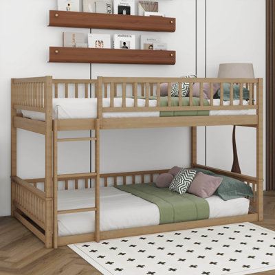 Queen Over Queen Size Bunk Bed With Ladder, Detachable Design Space-Saving Bunk Bed With Guardrails