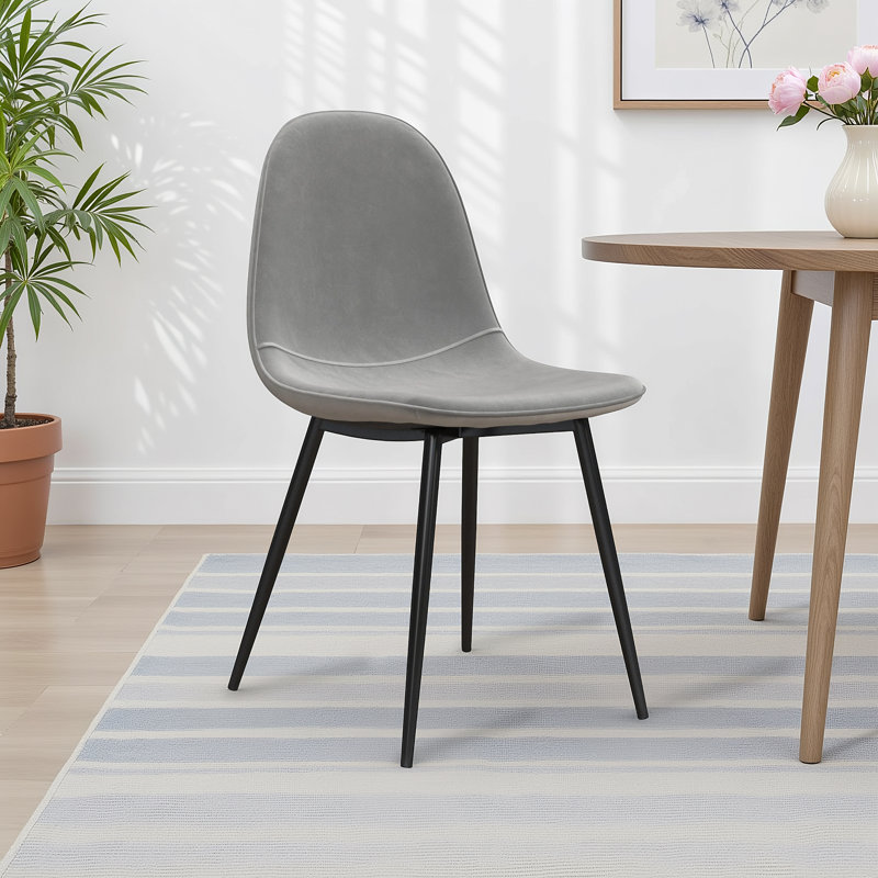 Chaise de salle à manger rembourrée Wade, Velours gris