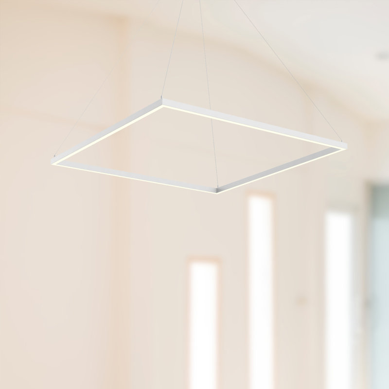 Piazza White LED Square Aluminum Chandelier 35.38"