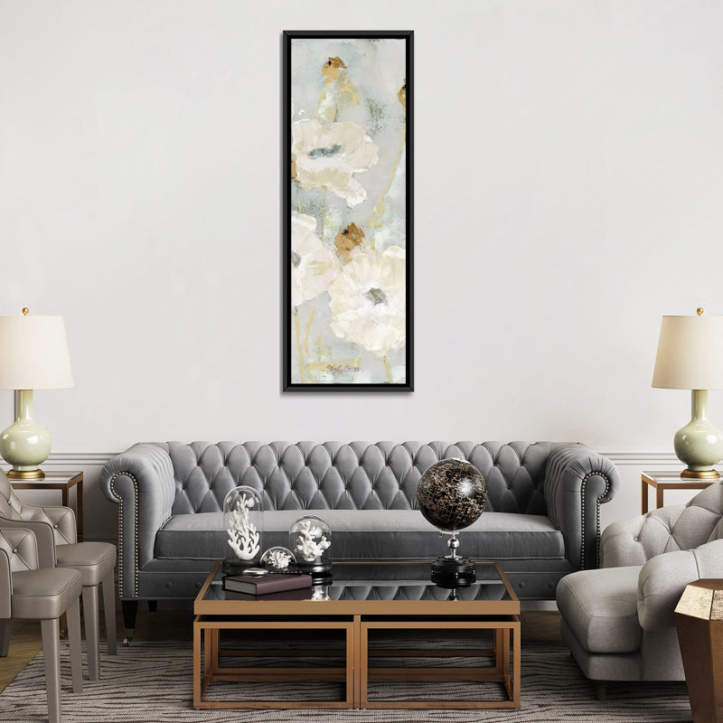 «Poppies in the Wind Panel II», reproduction sur toile, H 36 po x l 12 po x P 1,5 po, Toile avec cadre noir