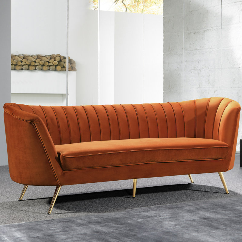 Margo 88" Velvet Sofa, Cognac Velvet