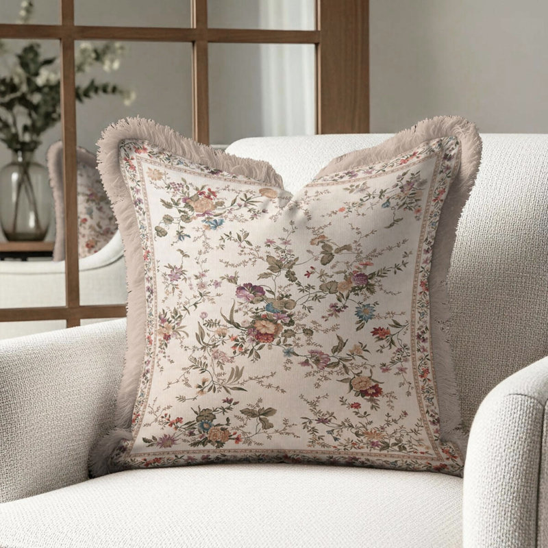 Housse de coussin à franges Vintage Floral