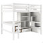 Lit mezzanine double avec bureau en L et tiroirs, armoire et escalier de rangement-980144548