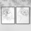 Croquis floral Fashion I - impression encadrée de qualité supérieure - prête à être accrochée - aucun clou requis - aucun clou requis-107997733-107997735