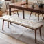 Banc de table en bois de chêne naturel pour salle à manger avec coussin en cuir
