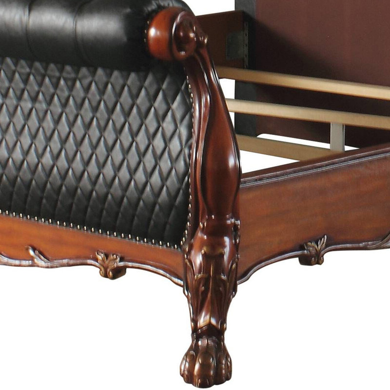 Adison Upholstered Sleigh Bed, King, Black/Brown