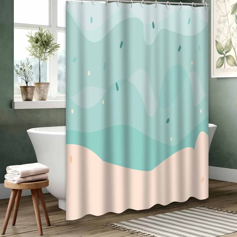 Rideau de douche bleu imperméable, rideaux de douche pour la salle de bain avec 12 crochets, L 72 po x l 84 po