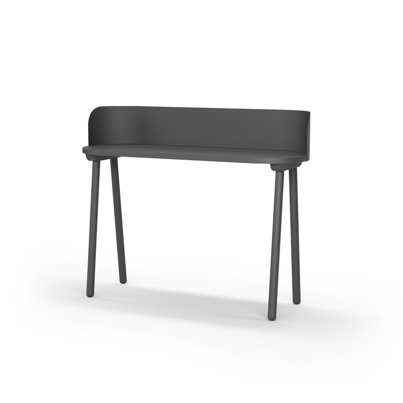 Eta Oval Solid Wood Base Writing Desk, Grey, Grey