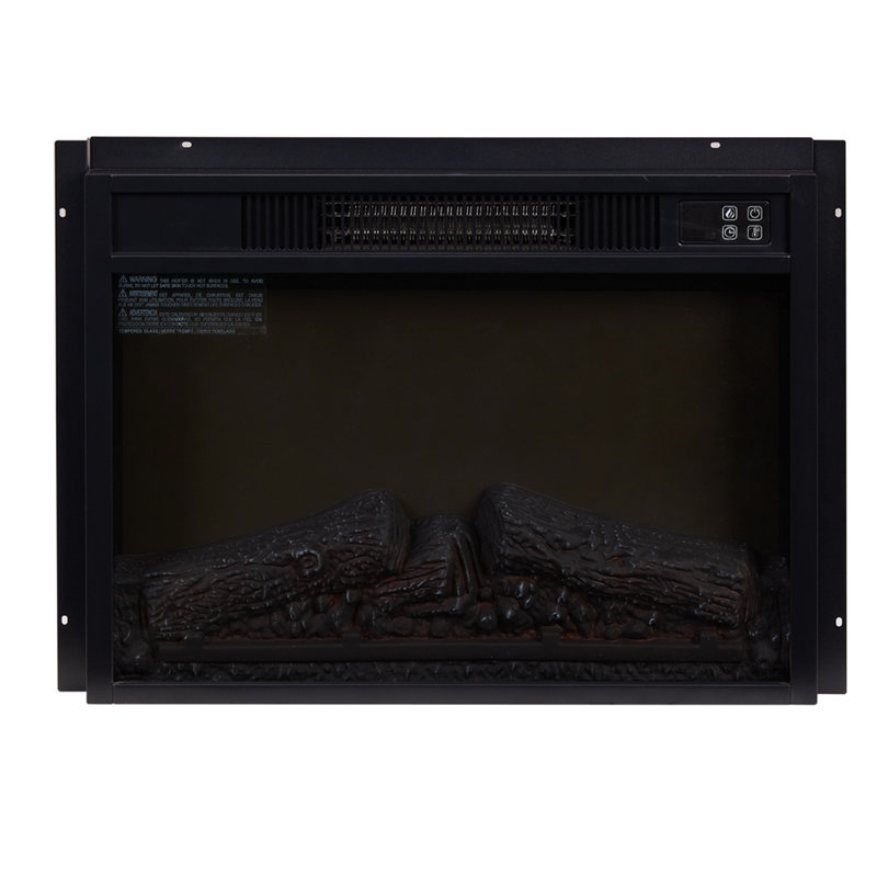 Foyer électrique encastrable 23 po 1400W 120V avec télécommande, fonction tactile, flammes réalistes, modes de flammes multiples, idéal pour un espace de 400 pieds carrés, verre trempé noir et plastique 23