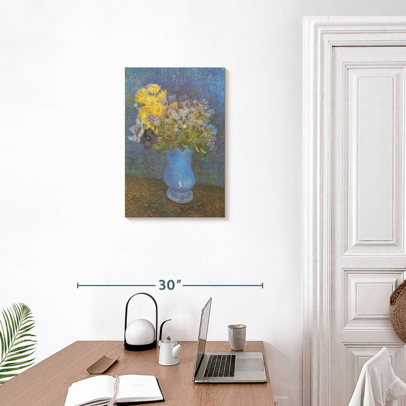 Vase Harnek de marguerites et anémones lilas, H 24 po x l 16 po