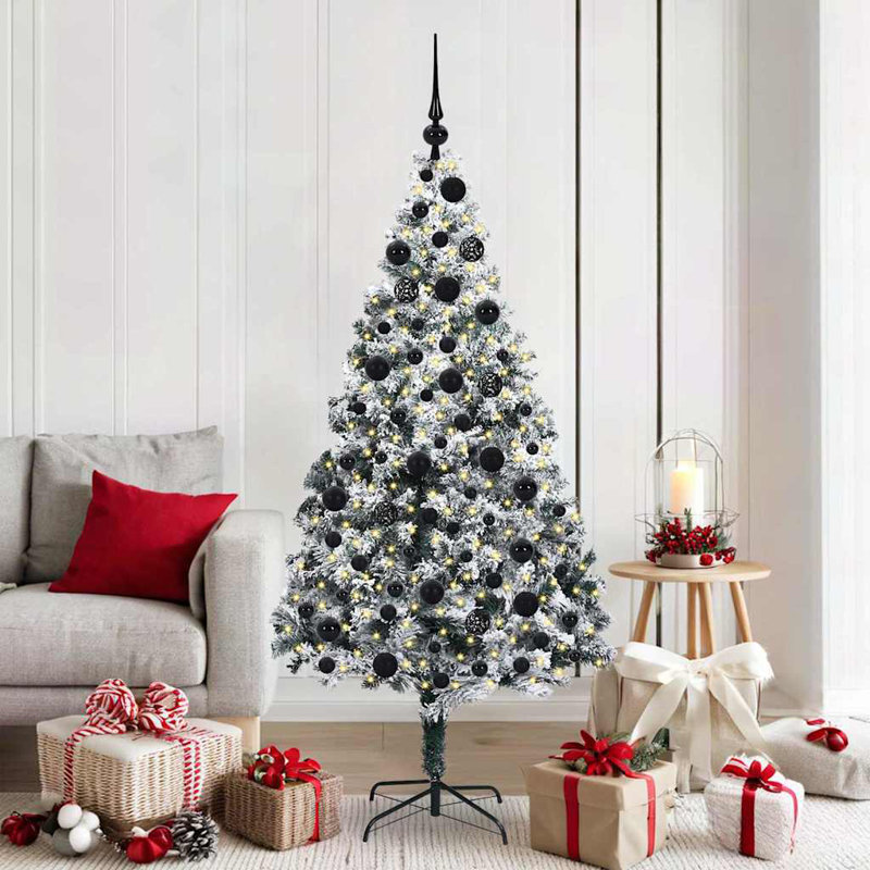  Artificial Christmas Tree with 300 LEDs with Stand Green, Black, 5.91' H
