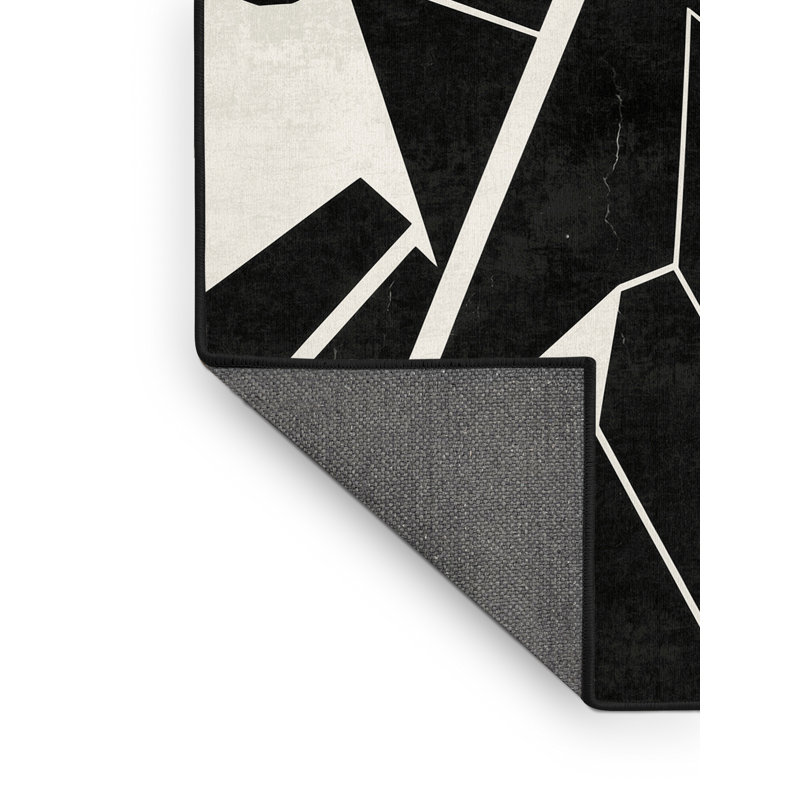 Tapis moelleux moelleux à motif géométrique art déco Kelton, 2x5