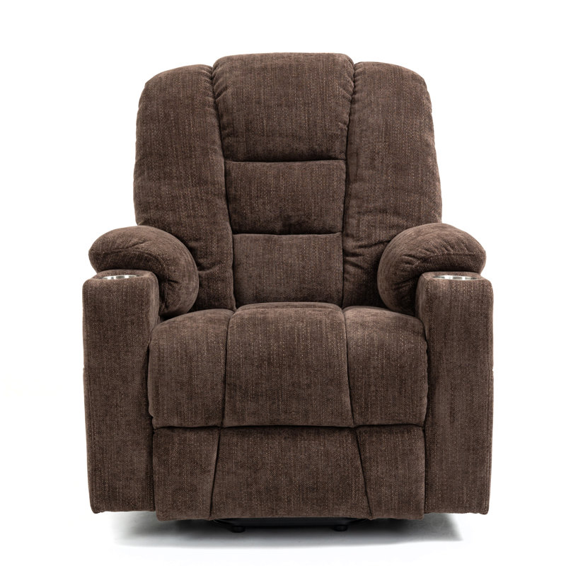 Upholstered Power Recliner, Brown