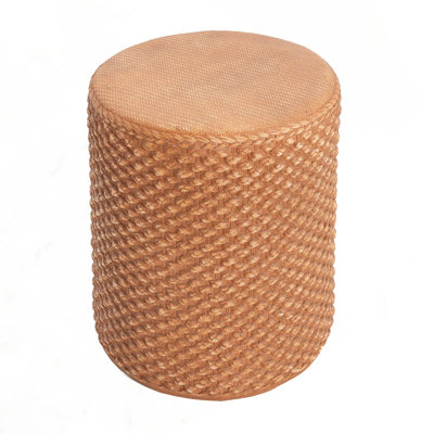 Henlen Outdoor Drum-Shaped Magnesium Oxide Side Table With Woven Texture by Bay Isle Home
