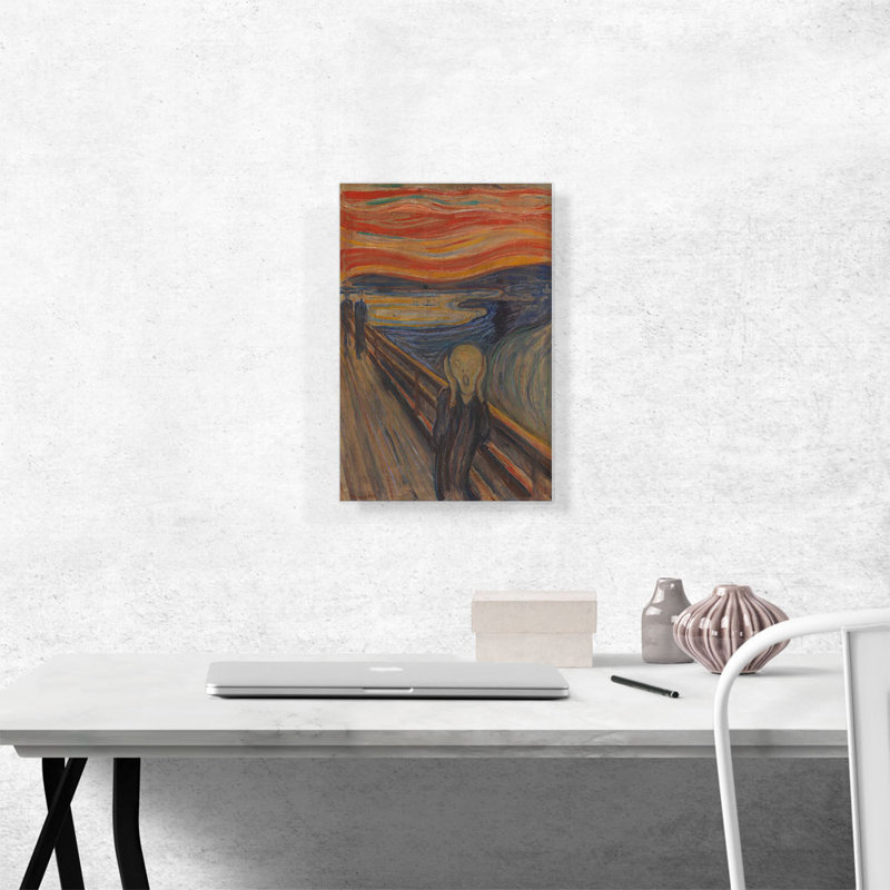 «The Scream 1893» par Edvard Munch, reproduction d'art sur toile tendue, H 18 po x l 12 po x P 0,75 po