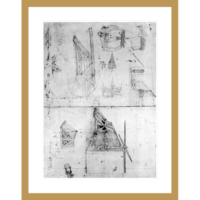 Conception de machines suivantes. 394v par Leonardo da Vinci - Impression sur toile, H 29,5 po x l 23,12 po