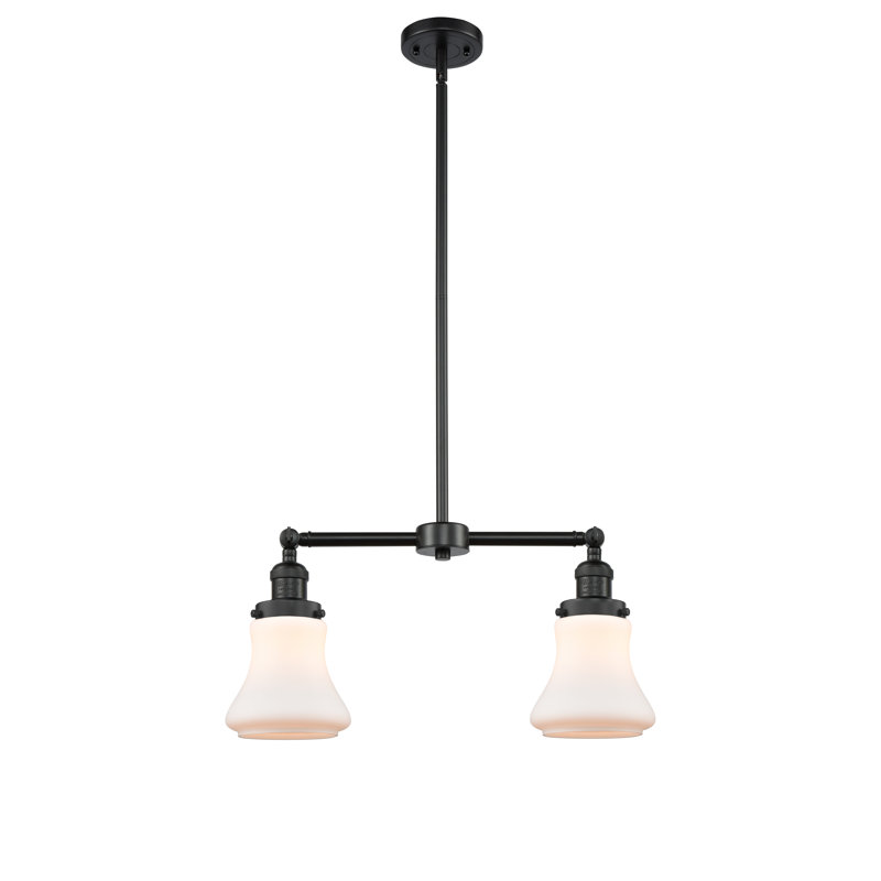 Edda 2 - Light Kitchen Island Pendant, 6 Watt Vinage LED Bulb, Matte White, Satin Gold