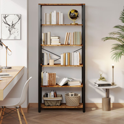 Bookshelf, 31.5In Wide Shelf 6 Tier Bookcase, 110Lbs/Shelf Industrial Bookshelves