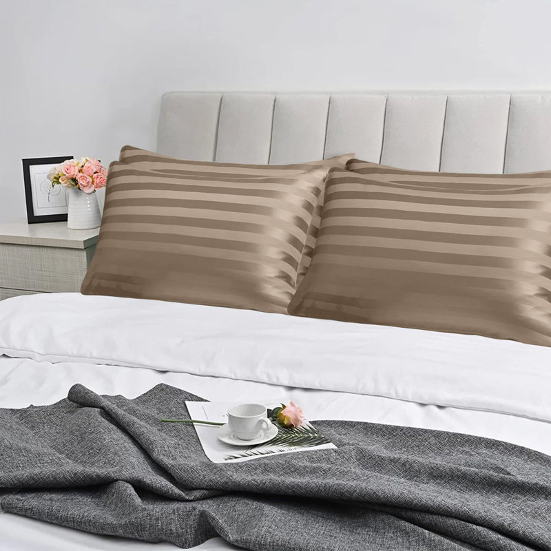 Luxury Microfiber Striped Pillowcases - Soft, Breathable & Wrinkle-Resistant Pillow Covers for Sofa,, Beige
