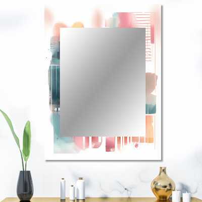 Orange et bleu, expressions artistiques V - grand miroir mural géométrique, miroir décoratif moderne, impression d'art en métal