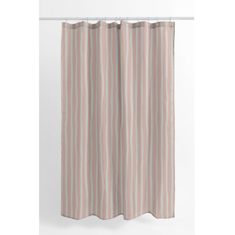 Ribbon Play Ultra-Thin Lightweight Shower Curtain, Pink Striped