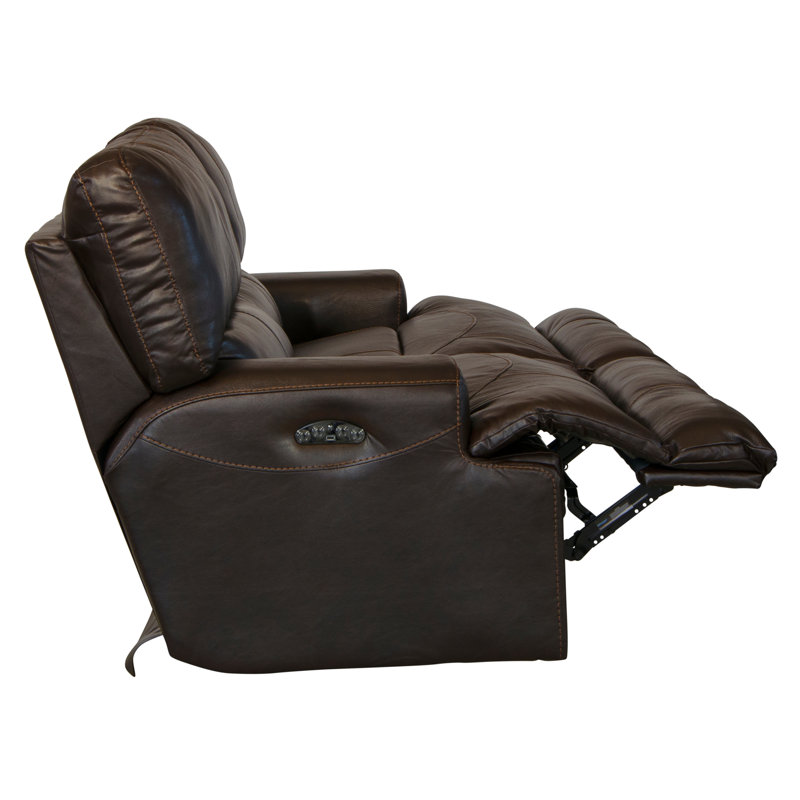 Anjuman 93" Leather Match Reclining Sofa, Chocolate Leather Match, Power, Yes