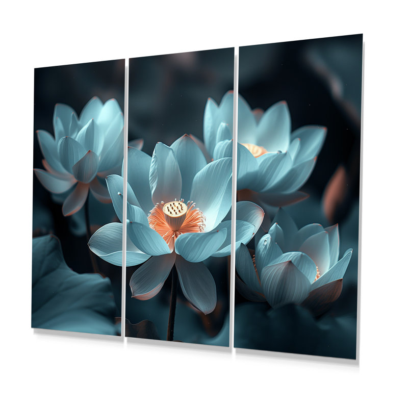 Blanc, blanc, pays des merveilles, lotus, photo I - lotus, art mural, Métal métal, H 28 po x l 36 po x P 1 po