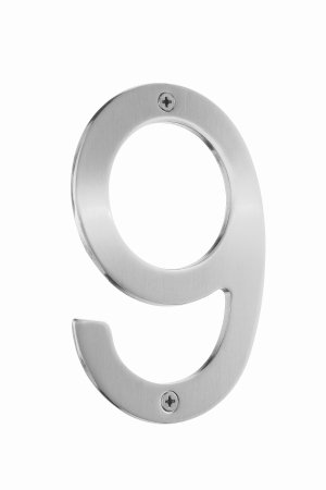 5 po. Numéro de maison de campagne, Chrome brossé, 9
