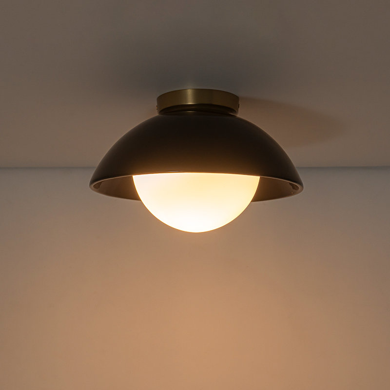 1-Light Ceramic Semi-Flush Mount, Black