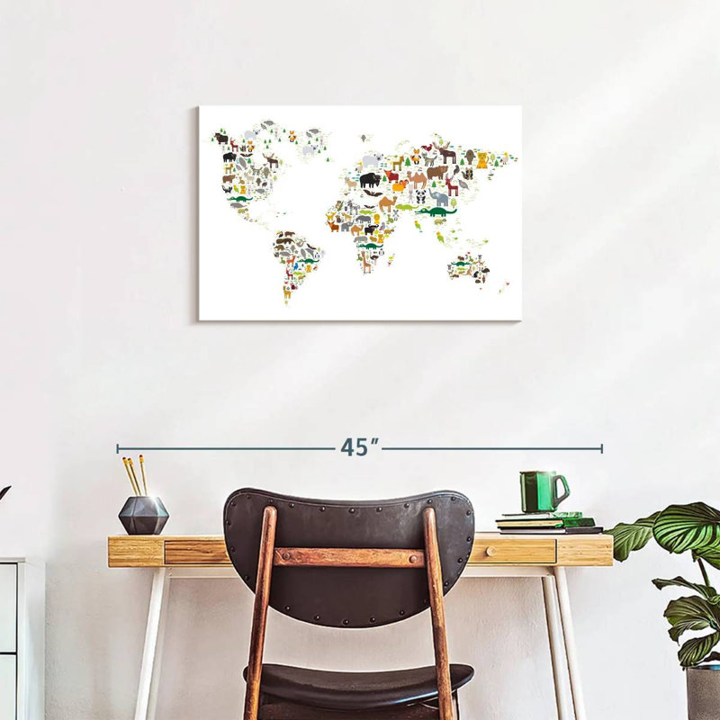 Carte du monde des animaux sauvages Ashelle, H 20 po x l 30 po