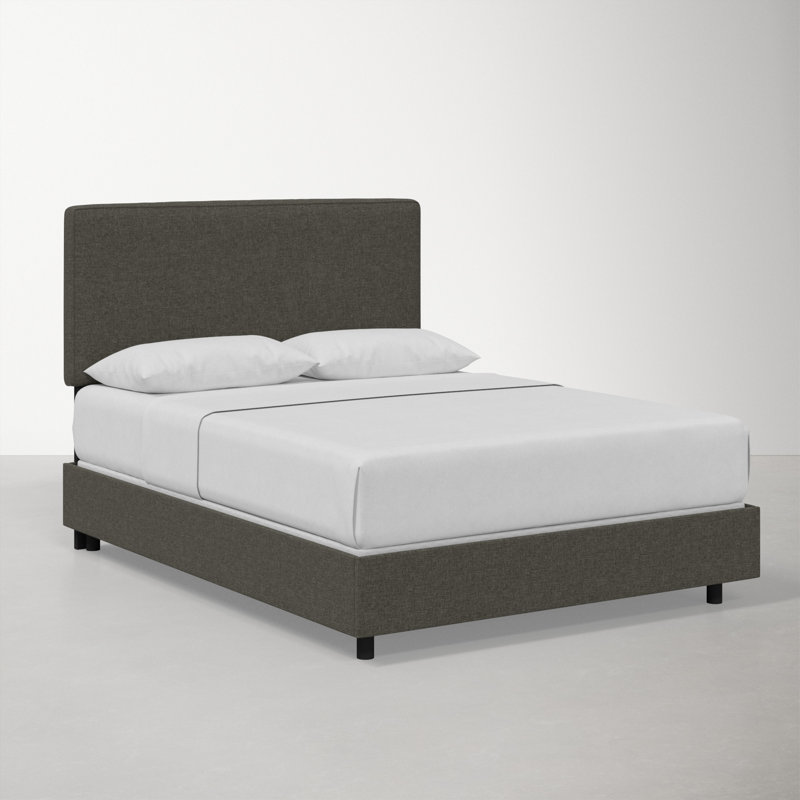 Lit tapissier standard en coton Marquise, Très grand, Lin texturé gris anthracite Zuma