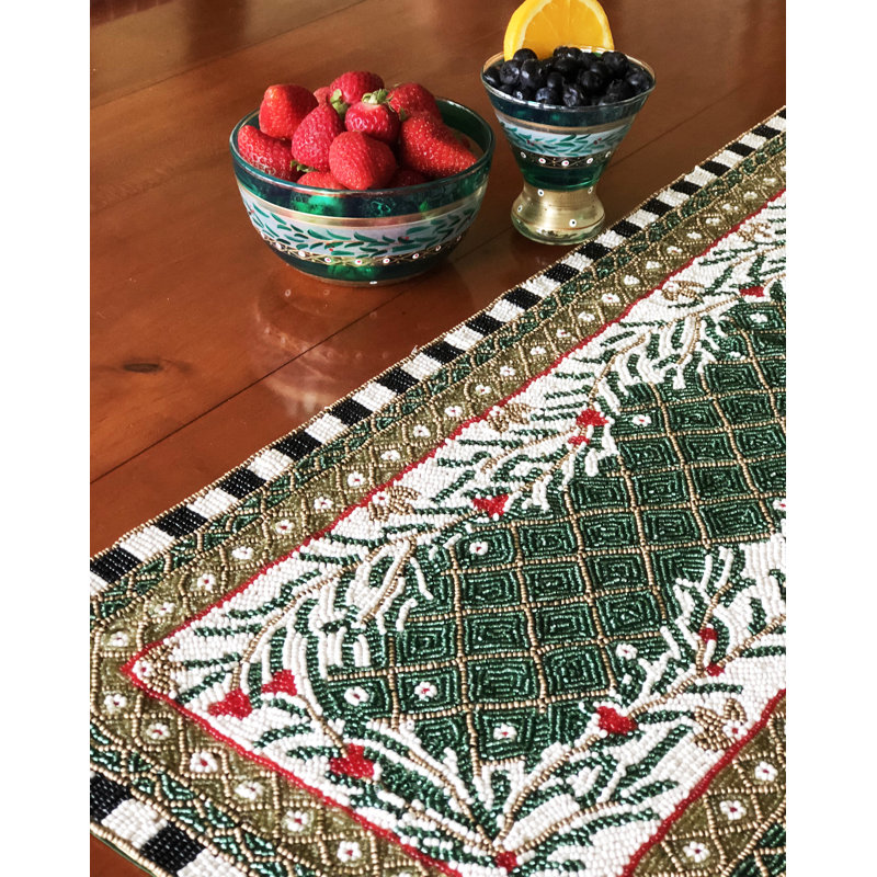 Ison Mosaic Forest Beaded Table Runner